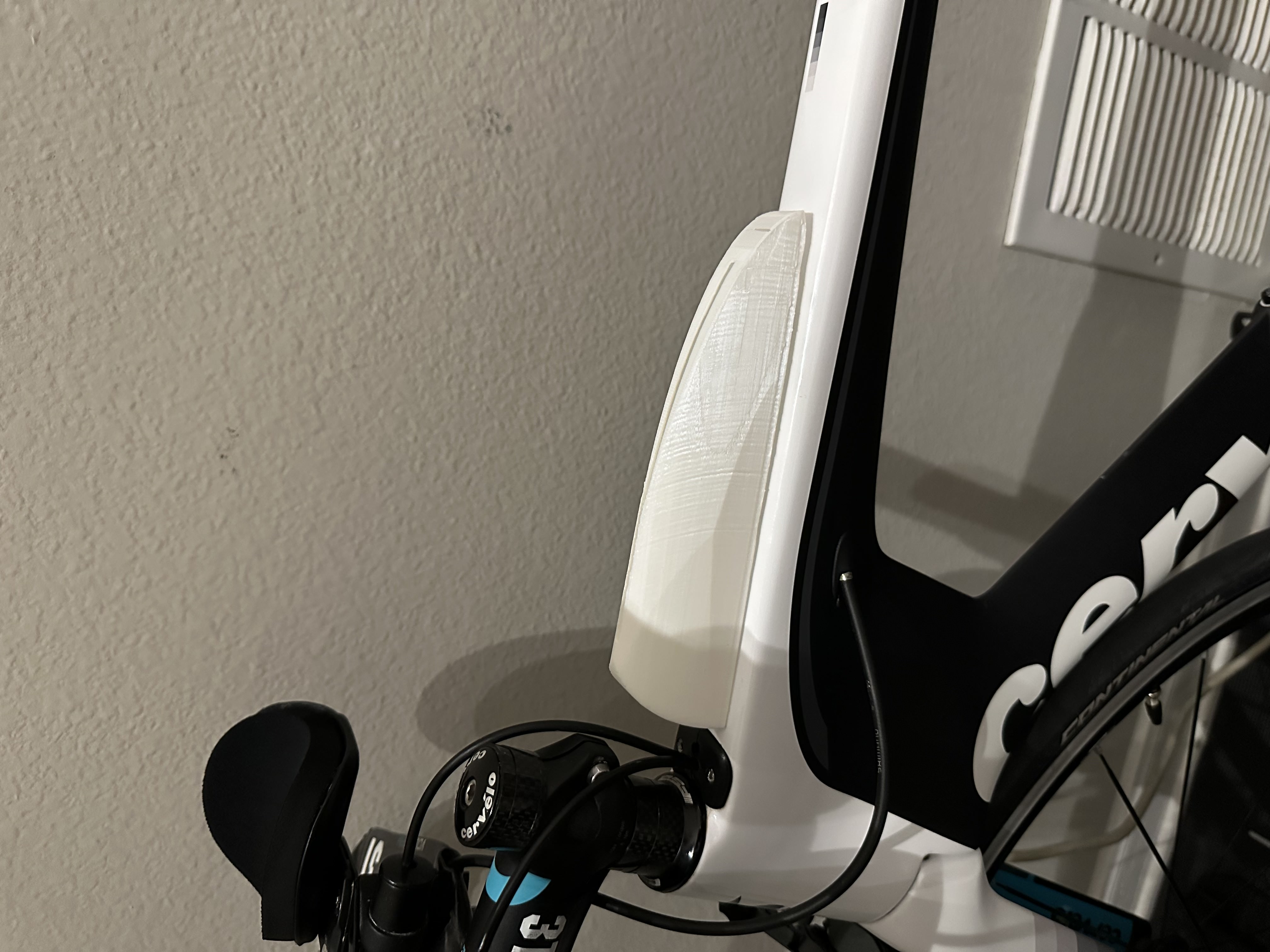 PLA prototype attached to bike top tube